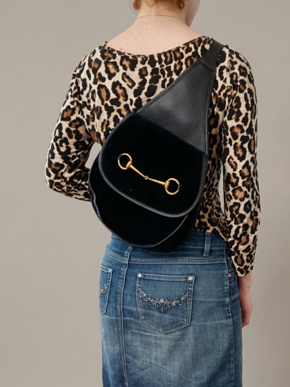 Gucci Black Suede Tom Ford Horsebit One Shoulder Backpack